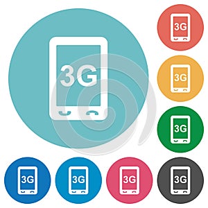 Third generation mobile connection speed flat round icons
