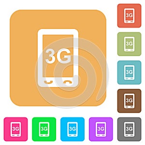 Third generation mobile connection speed rounded square flat icons