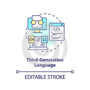 Third-generation programming language concept icon