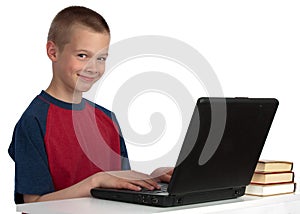 Third-grader on the computer