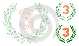 Third Laurel Wreath Vector Mesh Network Model and Triangle Mosaic Icon
