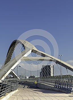 Third Millennium Bridge Puente del Tercer Milenio. Modern architecture in Zaragoza, Spain photo
