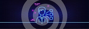 Third party line icon. Team leader sign. Neon light glow effect. Vector