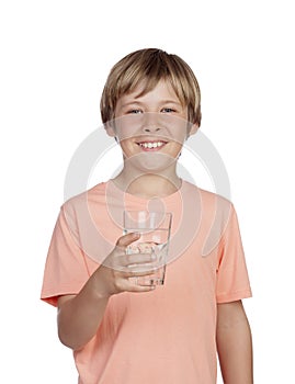 Thirsty adolescent with water for drink.