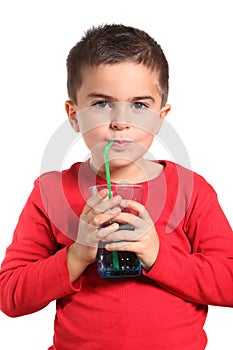 Thirsty child drinking pure fresh water