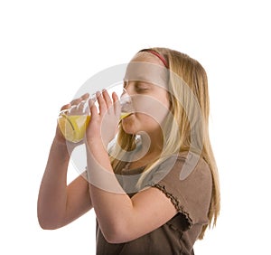 Thirsty Girl Drinking Orange Juice