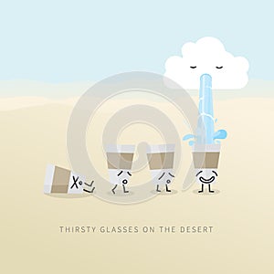 Thirsty Glasses on the Desert