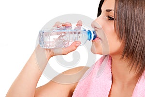 Thirsty woman drinking water