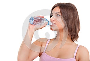 Thirsty woman after training