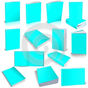 Thirteen Paperback books blank cyanogen template for presentation layouts and design