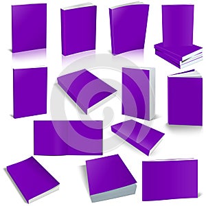 Thirteen Paperback books blank Violet template for presentation layouts and design