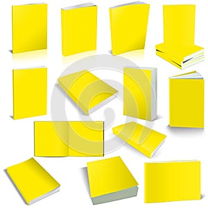 Thirteen Paperback books blank Yellow template for presentation layouts and design