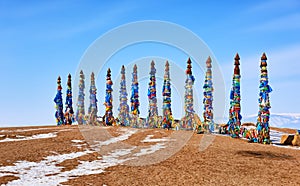 Thirteen sarge are ritual pillars in Buryat culture