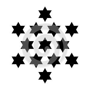 Thirteen stars, 13 hexagrams forming a centered, six-pointed star