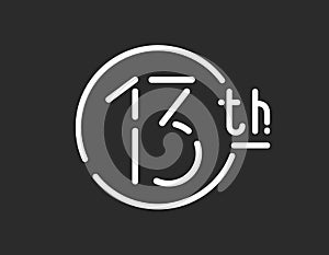 Thirteenth logotype, thirteen vector sign, 13th icon, 13 number photo