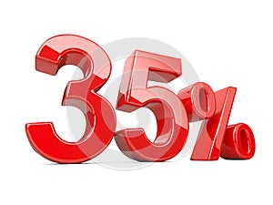 Thirty five five red percent symbol. 35% percentage rate. Special offer discount.