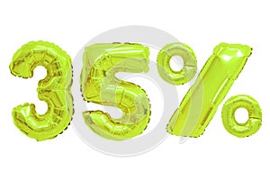 Thirty five percent from balloons lime color