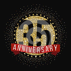 Thirty five years anniversary celebration logotype. 35th anniversary logo.