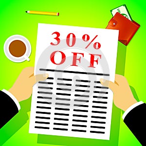 Thirty Percent Off Means 30% Discount 3d Illustration