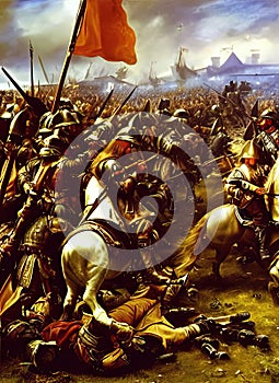 Thirty Years\' War ca 1632. Fictional Battle Depiction. Generative AI.