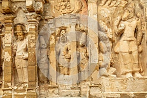 Thiru Parameswara Vinnagaram temple ancient idol statues decoration, Kanchipuram, Tondaimandalam region, Tamil Nadu, South India