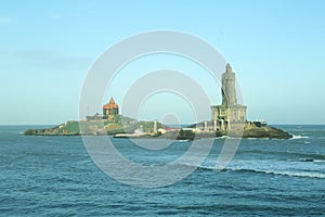 Thiruvalluvar statue and Vivekananda temple .