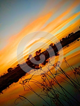 Thish picture my villge river evning time sun very beutyful