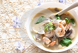 Thom Kha soup with prawns