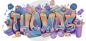 Graffiti Styled Urban Street Art Tagging Design - Thomas photo