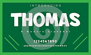 Thomas font. Elegant alphabet letters font, number.