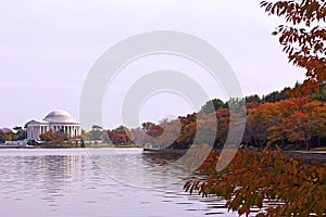 Thomas Jefferson Memorial in fall.