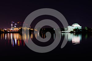 Thomas Jefferson Memorial Night Illuminated Evening Reflecting T