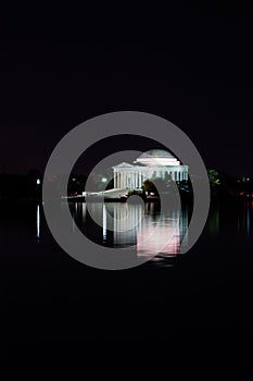 Thomas Jefferson Memorial Night Illuminated Evening Reflecting T