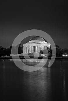 The Thomas Jefferson Memorial at night, in Washington, DC