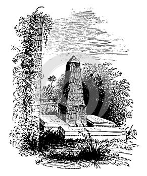 Thomas Jefferson`s Grave vintage illustration