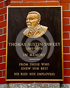 Thomas Yawkey Plaque, Fenway Park, Boston, MA.