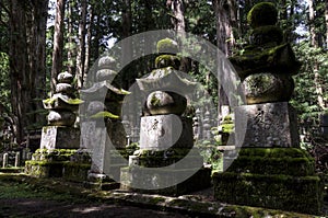 Thombstones at Okunoin cemetery, Koya san, Japan photo