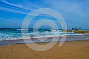 Thompsons bay beach, Picturesque sandy beach in a sheltered cove with a tidal pool in Shaka`s Rock, Dolphin Coast Durban north KZ