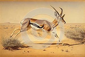 Thomson's gazelle in the African grassland. Created with generative AI technology.