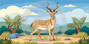 Thomson\'s gazelle in its natural landscape-