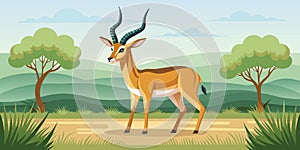 Thomson\'s gazelle in its natural landscape-