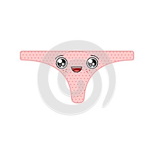 Thong kawaii Cute cartoon. Funny Underpants. Sweet women`s panties vector illustration