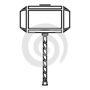 Thor's hammer Mjolnir icon black color vector illustration flat style image photo