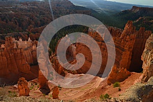 Thor`s Hammers At Dawn In Bryce Canyon Formations Of Hoodos. Geology. Travel.Nature.