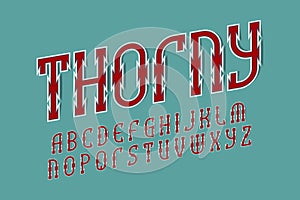 Thorny alphabet. Gaming stylized artistic font. Isolated english alphabet