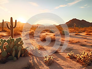 Thorny Cacti in an Arid Landscape