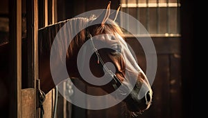 Thoroughbred horse elegant headshot in nature beauty generated by AI