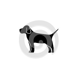 Thoroughbred Hound, Hunting Dog, Pet. Flat Vector Icon illustration. Simple black symbol on white background. Thoroughbred Hound,