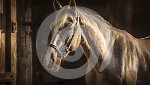 Thoroughbred stallion beauty in nature portrait close up generated by AI