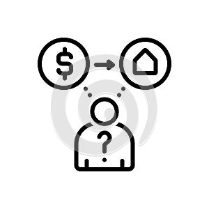 Black line icon for Though, although and albeit